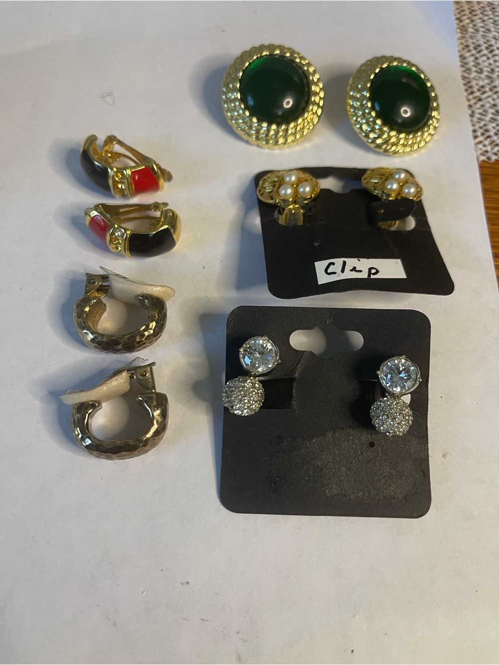 5 Pair Of Huggie Clip On Earrings, Good Condition